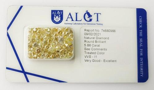 124 pcs Diamant (Kleurbehandeld) - 5.86 ct - Rond - VVS1 -, Sieraden, Tassen en Uiterlijk, Edelstenen