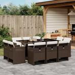 vidaXL 11-delige Tuinset met kussens poly rattan bruin, Meer dan 8 zitplaatsen, Nieuw, Tuinset, Verzenden