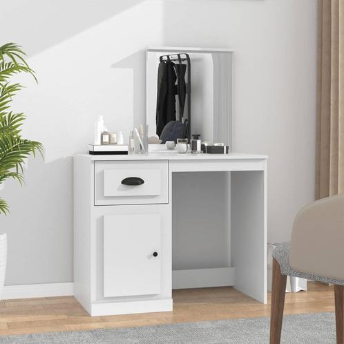 vidaXL Kaptafel met spiegel 90x50x132,5 cm bewerkt hout wit, Huis en Inrichting, Tafels | Kaptafels, Nieuw, Verzenden