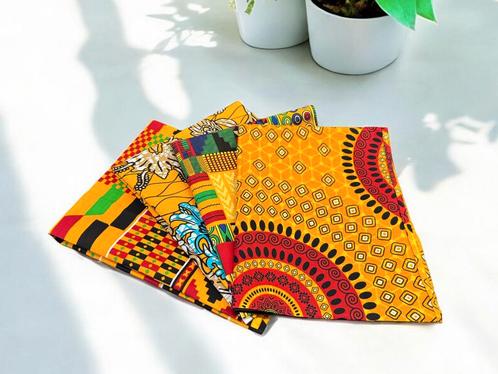4 Fat quarters - Oranje 1 Quiltstoffen / Patchwork stoffen -, Hobby en Vrije tijd, Stoffen en Lappen, Nieuw, Ophalen of Verzenden