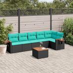vidaXL 7-delige Loungeset met kussens poly rattan zwart, Tuin en Terras, Tuinsets en Loungesets, Verzenden, Nieuw, Rotan, Loungeset