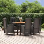 vidaXL 7-delige Tuinset met kussens poly rattan zwart, Verzenden, Nieuw, Rotan, Tuinset