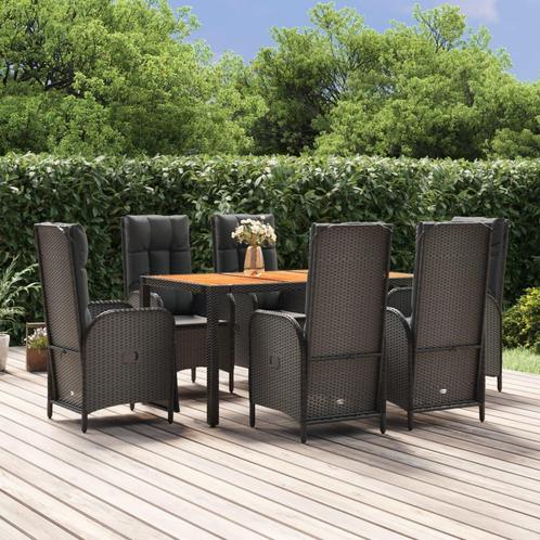 vidaXL 7-delige Tuinset met kussens poly rattan zwart, Tuin en Terras, Tuinsets en Loungesets, Tuinset, Nieuw, Rotan, Verzenden