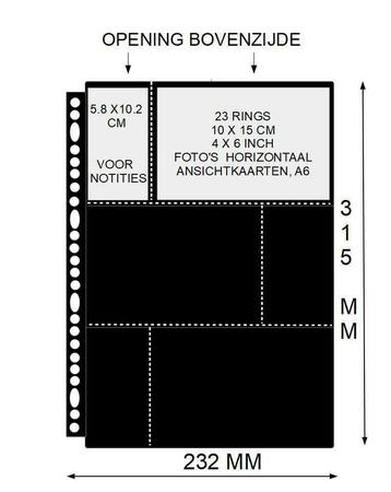 PP bladen 23 rings voor o.a 10x15 cm horizontaal zwart beschikbaar voor biedingen