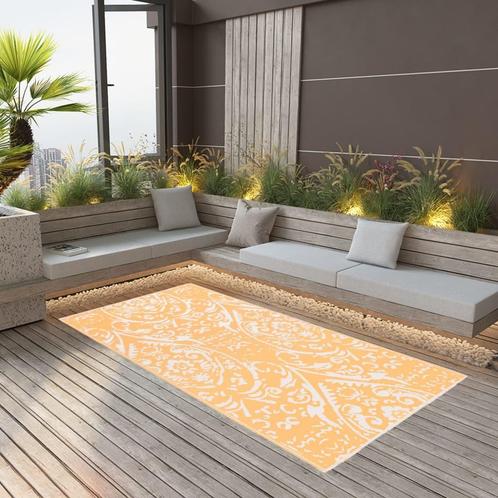 vidaXL Buitenkleed ARAKIL 160x230 cm PP oranje en wit, Huis en Inrichting, Stoffering | Tapijten en Kleden, Nieuw, Verzenden