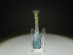 Oud-Romeins Glas Fles, 1e - 2e eeuw na Christus. 10,4 cm