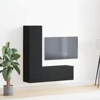 vidaXL Tv-meubelset 3 pcs Zwart eiken 130.5 x 30 x 140 cm, 100 tot 150 cm, Verzenden, Nieuw, Minder dan 100 cm