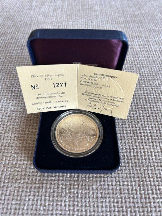 Frankrijk. 1 Franc 1993, die zum 50. Jahrestag der Landung, Postzegels en Munten, Munten | Europa | Niet-Euromunten