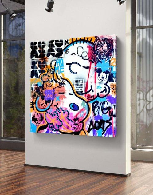 LACRISS (1990) - Big Snoopy & Charlie & Woodstock + Peanuts, Antiek en Kunst, Kunst | Schilderijen | Modern