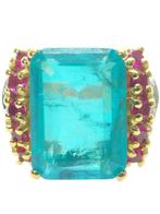 Zonder minimumprijs - Ring - 9 kt. Zilver, Geel goud Paraiba, Nieuw