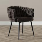 40% Korting: Eetkamerstoel River chenille bruin, Huis en Inrichting, Stoelen, Ophalen, Bruin, Zo goed als nieuw, Modern