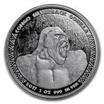 Congo / Kongo Gorilla 1 oz 2017 (75.000 oplage), Postzegels en Munten, Verzenden, Overige landen, Losse munt, Zilver