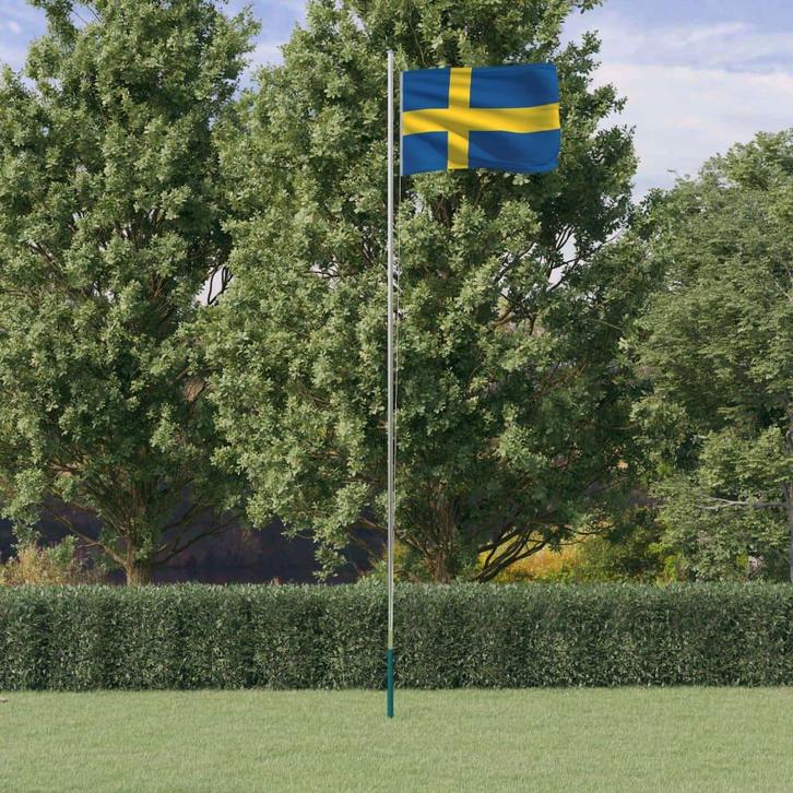 vidaXL Vlag met vlaggenmast Zweden 6,23 m aluminium, Diversen, Vlaggen en Wimpels, Nieuw, Verzenden