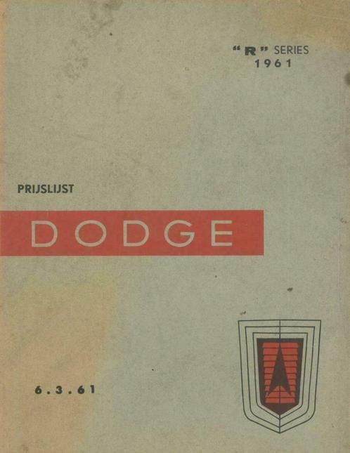 1961 Dodge "R" Series Pioneer 6 / Polara 8 Prijslijst, Boeken, Auto's | Folders en Tijdschriften, Gelezen, Overige merken, Verzenden