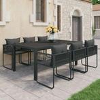 vidaXL 7-delige Tuinset PVC-rattan zwart, Kunststof, Verzenden, 6 zitplaatsen, Nieuw