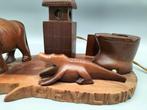 Handgemaakt - Lamp - Hout - Houtsnijwerk Ceylon