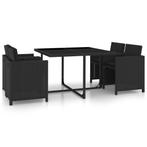 vidaXL 5-delige Tuinset met kussens poly rattan zwart, 4 zitplaatsen, Nieuw, Tuinset, Verzenden