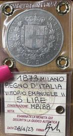 Italië, Koninkrijk Vittorio Emanuele II. 5 Lire 1873 Milano