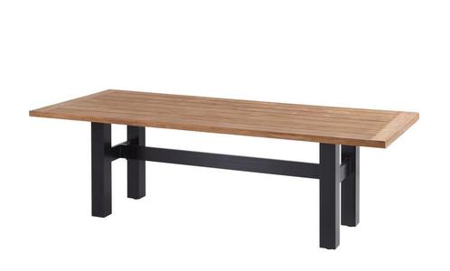 Hartman Yasmani tuintafel zwart met teak blad 240 x 100 cm |, Tuin en Terras, Tuinsets en Loungesets, Ophalen of Verzenden