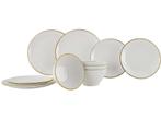 Gimex Linea Line Servies - 12-Delig - Melamine - Goud, Verzenden, Zo goed als nieuw