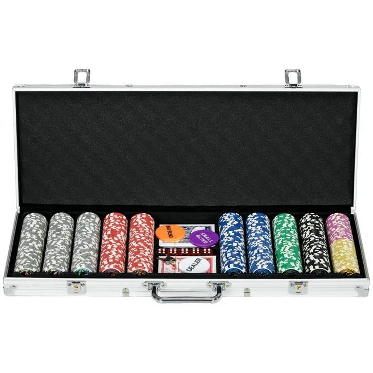 TRUUSK Pokerset met 500 Chips en Pokerchip-etui - Inclusief, Sport en Fitness, Rugby, Nieuw, Verzenden