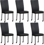 Set van 6 Leren eetkamerstoelen - met wieltjes - Echt leer,, Huis en Inrichting, Stoelen, Overige kleuren, Nieuw, Leer, Ophalen of Verzenden