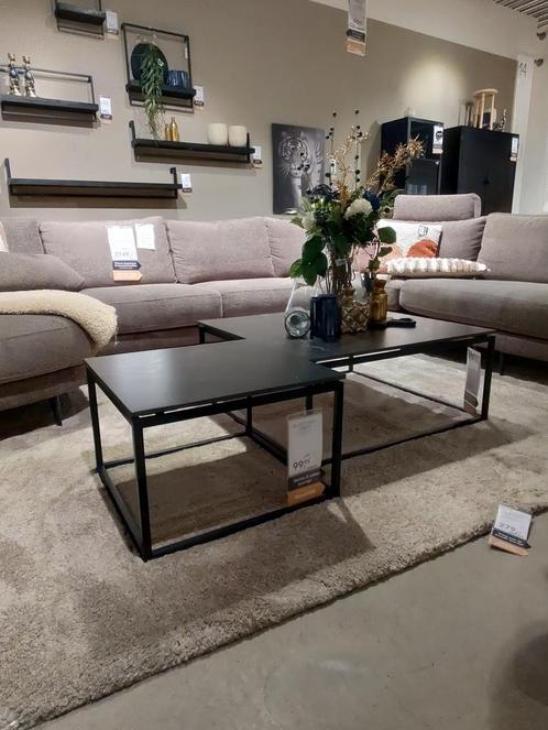 Moderne vierkante bijzettafel Lineto - Zwart keramieken blad, Huis en Inrichting, Tafels | Bijzettafels, 55 tot 75 cm, Nieuw, Minder dan 45 cm