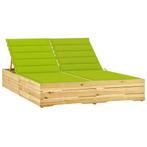 vidaXL Ligbed tweepersoons met heldergroene kussens, Tuin en Terras, Ligbedden, Verzenden, Nieuw