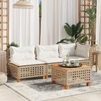 vidaXL Tuinbank 3-zits met kussens poly rattan beige, Tuin en Terras, Tuinsets en Loungesets, Verzenden, Nieuw, Rotan