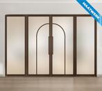 Dubbele stalen taatsdeur met glaspanelen Brons 2 Vlaks rond, Nieuw, Metaal, Overige typen