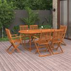 vidaXL 7-delige Tuinset 180x90x75 cm massief acaciahout, 6 zitplaatsen, Nieuw, Tuinset, Verzenden