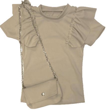 J.Mirano - Zero - Shirt met tasje Beige 6, Kinderen en Baby's, Kinderkleding | Overige, Meisje, Nieuw, Ophalen of Verzenden