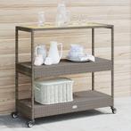 vidaXL Keukentrolley 3-laags poly rattan en massief, Huis en Inrichting, Keuken | Keukenbenodigdheden, Verzenden, Nieuw