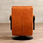 Cognac leren industriële draaifauteuil - staal zwart frame m, Huis en Inrichting, Fauteuils, Nieuw, Ophalen of Verzenden, Modern