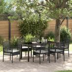 vidaXL 7-delige tuinset met kussens in zwart poly rattan, Tuin en Terras, Tuinsets en Loungesets, Verzenden, Nieuw, Rotan, Tuinset