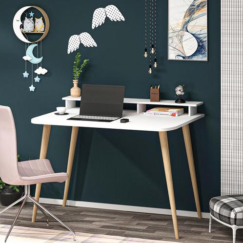 [en.casa] Bureau Östhammar met monitorverhoger wit, Huis en Inrichting, Bureaus, Nieuw, Verzenden