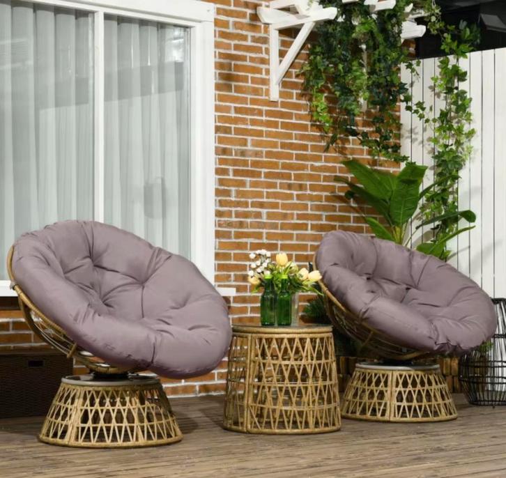 3-delige rotan balkonset roze – stoelen met kussens en tafel, Tuin en Terras, Tuinstoelen, Nieuw, Verzenden