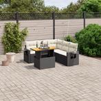 vidaXL 6-delige Loungeset met kussens poly rattan zwart, Verzenden, Nieuw, Rotan, Loungeset