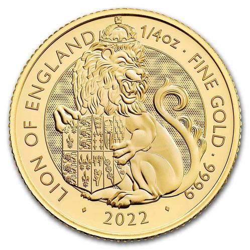 Gouden Tudor Beast Lion of England 1/4 oz 2022, Postzegels en Munten, Munten | Europa | Niet-Euromunten, Losse munt, Goud, Overige landen