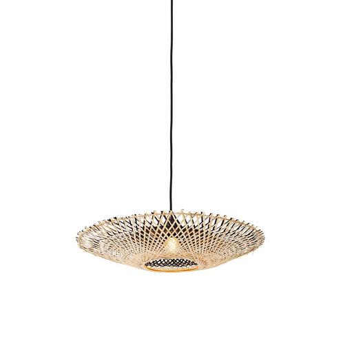 Oosterse hanglamp zwart met bamboe 50cm - Rina, Huis en Inrichting, Lampen | Hanglampen, Nieuw, 75 cm of meer