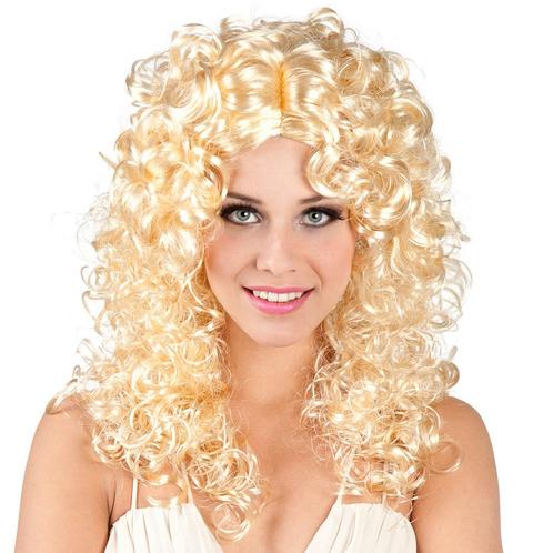 Pruik blond krul Norah, Kleding | Dames, Carnavalskleding en Feestkleding, Nieuw, Ophalen of Verzenden