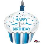 Folieballon groot Cupcake Birthday Boy 1 Jaar, Hobby en Vrije tijd, Nieuw, Ophalen of Verzenden