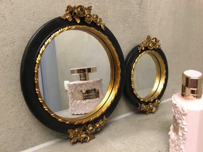 Spiegel - Glas, Hars - Twee Franse Roosjes Spiegels, Antiek en Kunst, Curiosa en Brocante