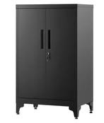 Zwarte Metalen Opbergkast met 2 Deuren en Verstelbare Plank, Verzenden, Nieuw in verpakking