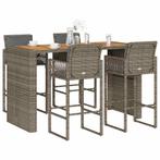 vidaXL 5-delige Tuinbarset met kussens poly rattan acacia, Verzenden, Nieuw, Rotan, 4 zitplaatsen