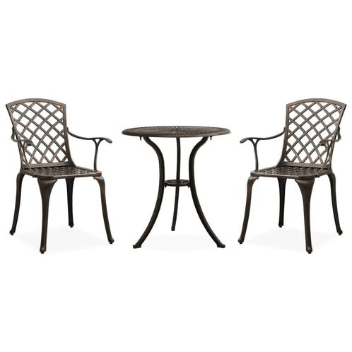 vidaXL 3-delige Bistroset gietaluminium bronskleurig, Tuin en Terras, Tuinsets en Loungesets, Nieuw, 3 zitplaatsen, Aluminium