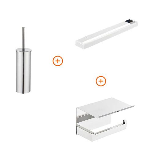 Toilet accessoires set Chroom exclusief met beugel, Doe-het-zelf en Verbouw, Sanitair, Verzenden