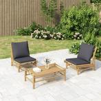 vidaXL Tuinstoelen 2 st met donkergrijze kussens bamboe, Verzenden, Nieuw, Hout, Tuinset