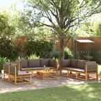 vidaXL 9-delige Loungeset met kussens massief acaciahout, Tuin en Terras, Tuinsets en Loungesets, Verzenden, Nieuw, Hardhout, Loungeset