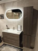 Badmeubel 100cm met spiegel, kraan en kolomkast - 6 PKW, Ophalen, Nieuw, 100 tot 150 cm, Wastafelkast